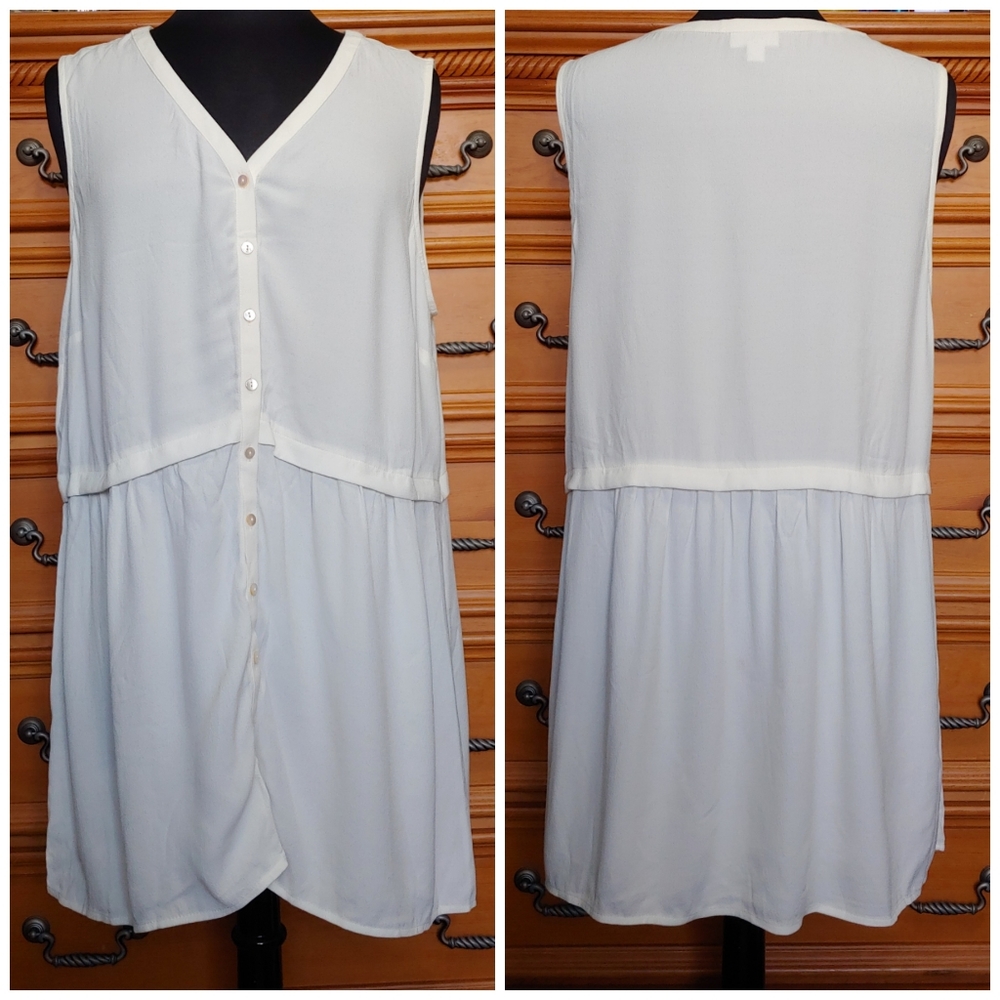 J Jill Off White Sheer Button Down Dress Tunic